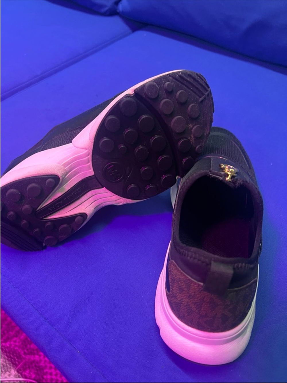 Michael Kors Black Slip-On Zipper Logo Sneakers with White Soles - Picture 5 of 5